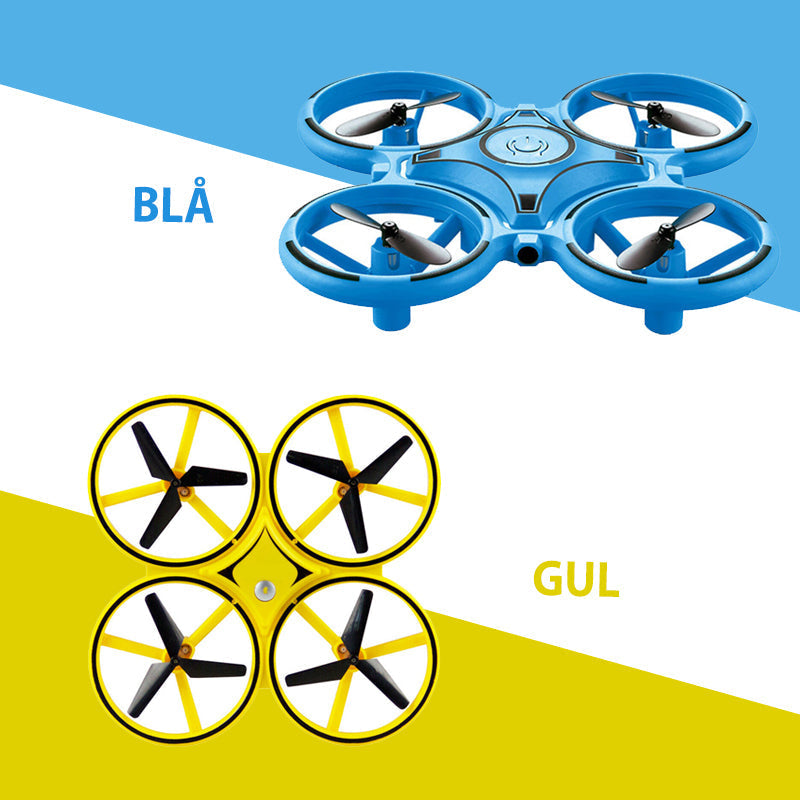 "Kompakt RC Nano Quadcopter med gravitationssensor, färgglada LED-ljus och lättanvända kontroller för barn."