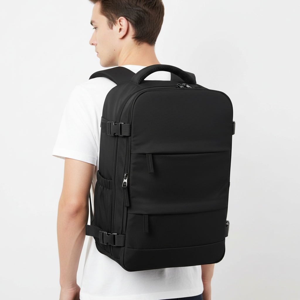 Gråbrun CabinMate kabinryggsäck, unisex. Smart kompakt laptopryggsäck, idealisk för organiserade resor & vardagsbruk.