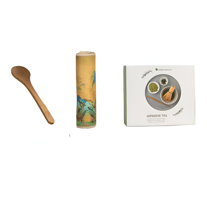 Praktiskt matcha teberedningskit med hållbar chawan och bambuvisp för daglig användning och njutning.