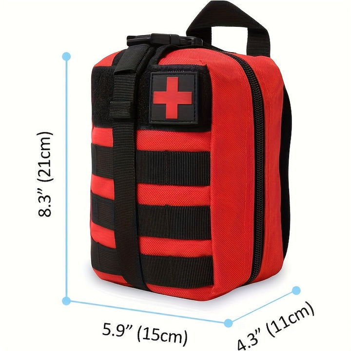 Kompakt reskit med första hjälpen och tryckförband. Essential för outdoor och oväntade nödsituationer.