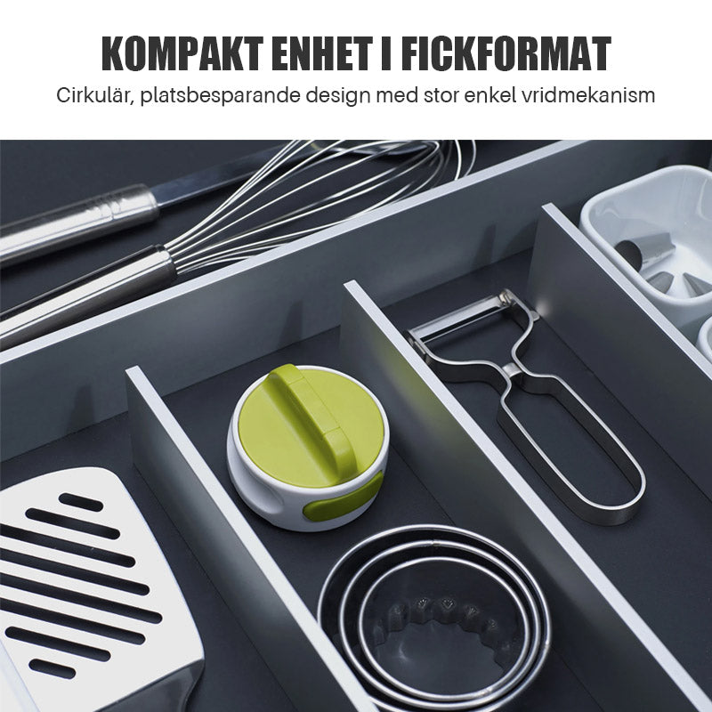 "Konservöppnare i rostfritt stål med ergonomiskt halkfritt handtag för säker och enkel öppning av burkar och flaskor."