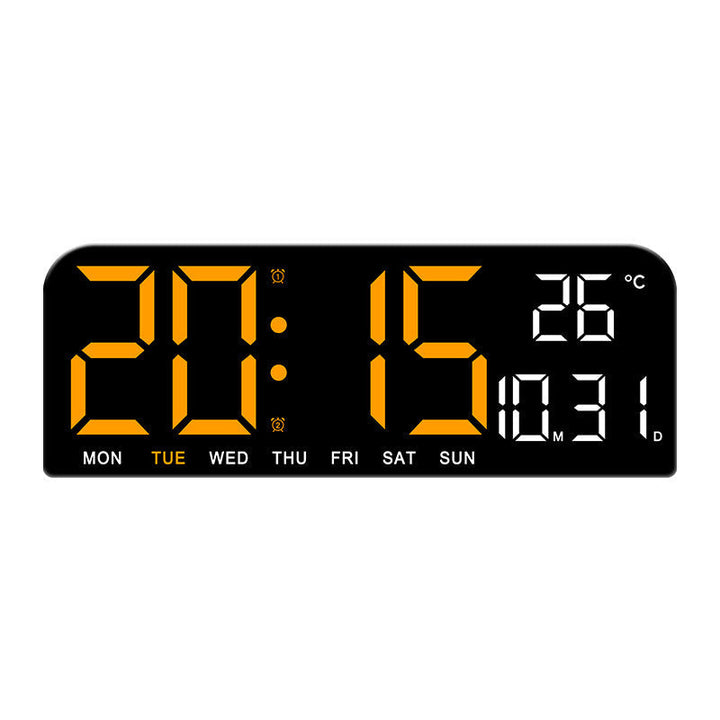 "Könsneutral LED väckarklocka med stor HD-skärm, stilren design och multifunktionell display."