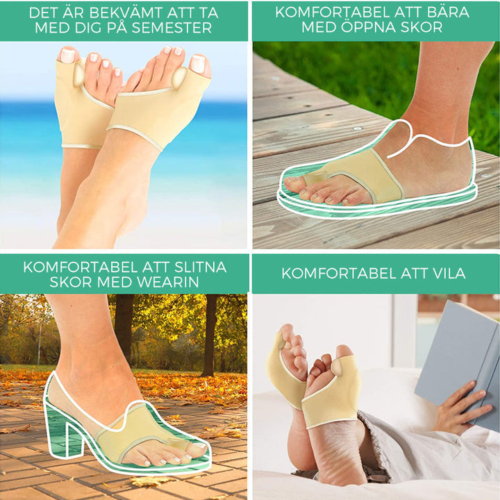 "Korrigerande silikonstrumpor för Hallux Valgus, unisex, med tåseparation i genomskinligt silikonmaterial."