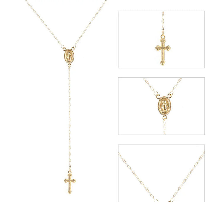 "Korshängsmycke halsband, tidlös elegans i guld, roseguld, silver, bärbart för män och kvinnor, 42+10+2 cm lång."