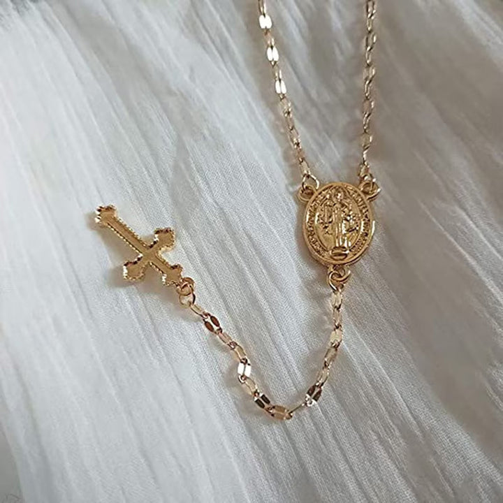 "Korshängsmycke halsband, tidlös elegans i guld, roseguld, silver, bärbart för män och kvinnor, 42+10+2 cm lång."