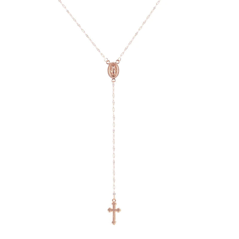 "Korshängsmycke halsband, tidlös elegans i guld, roseguld, silver, bärbart för män och kvinnor, 42+10+2 cm lång."