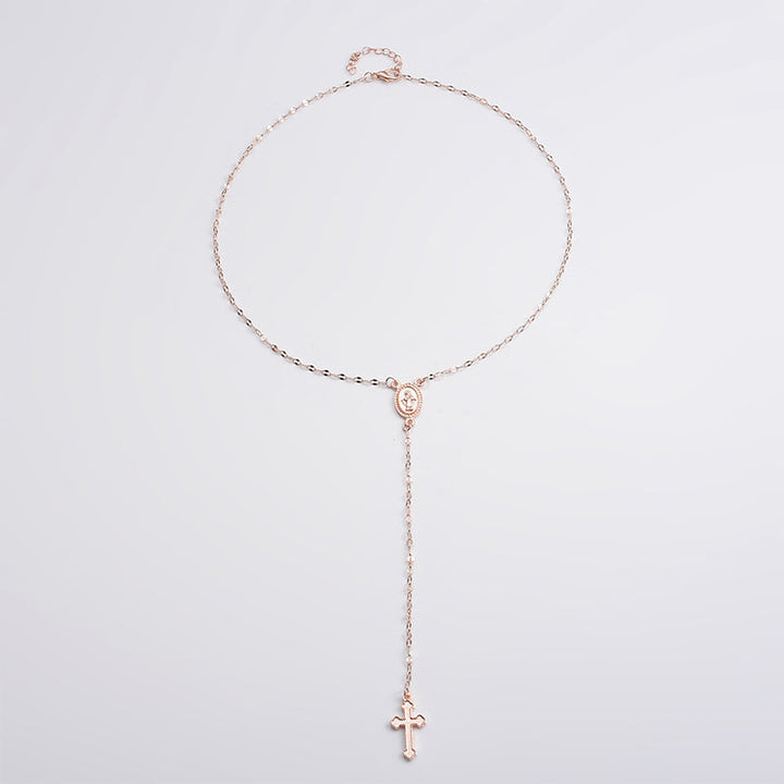 "Korshängsmycke halsband, tidlös elegans i guld, roseguld, silver, bärbart för män och kvinnor, 42+10+2 cm lång."