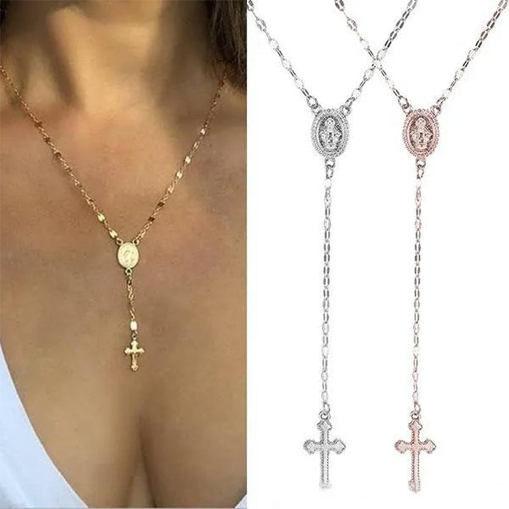 "Korshängsmycke halsband, tidlös elegans i guld, roseguld, silver, bärbart för män och kvinnor, 42+10+2 cm lång."