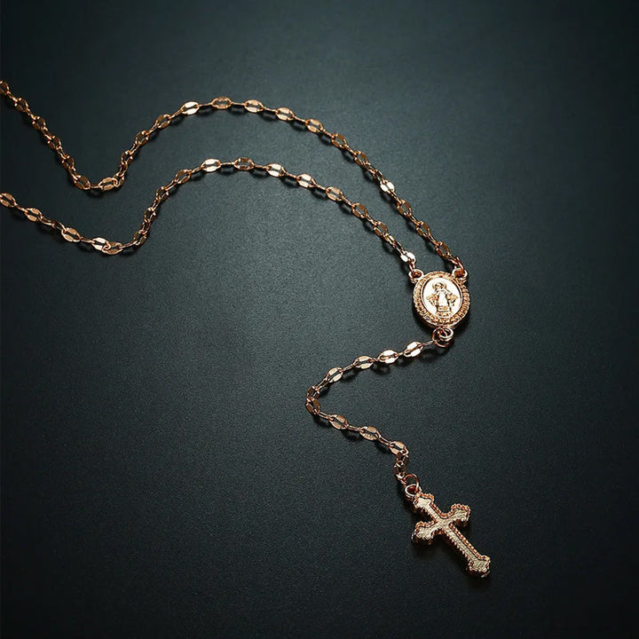 "Korshängsmycke halsband, tidlös elegans i guld, roseguld, silver, bärbart för män och kvinnor, 42+10+2 cm lång."