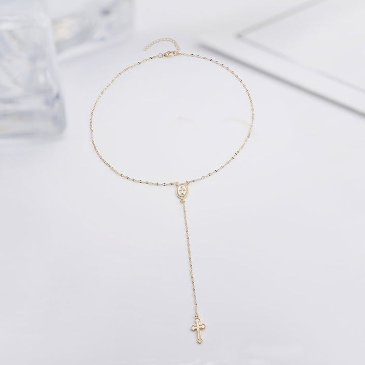 "Korshängsmycke halsband, tidlös elegans i guld, roseguld, silver, bärbart för män och kvinnor, 42+10+2 cm lång."