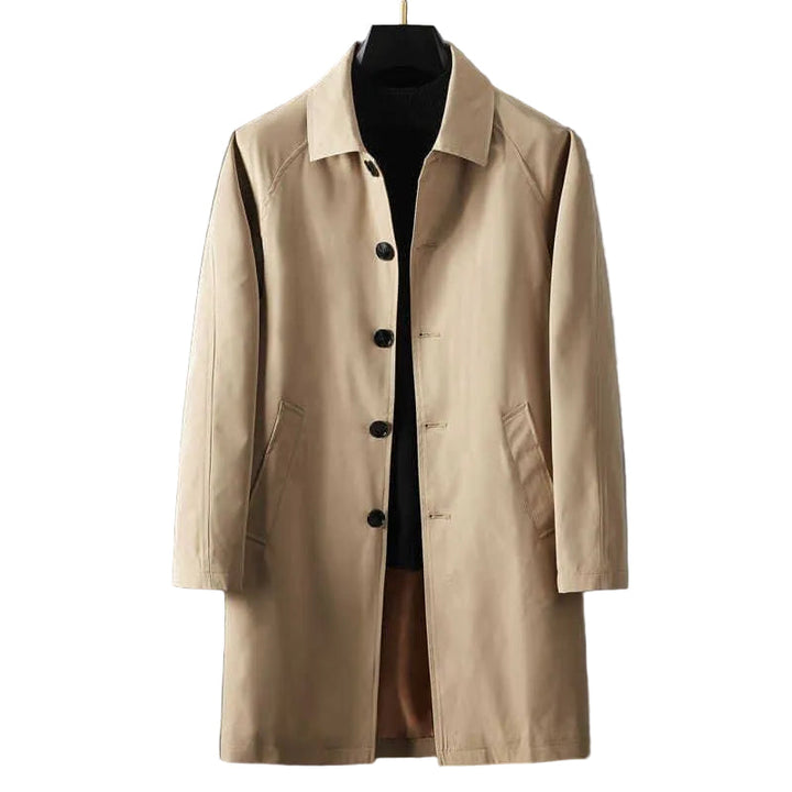 Kort damtrenchcoat med krage, tidlös elegans, klassisk jacka för höst- och vårmode.