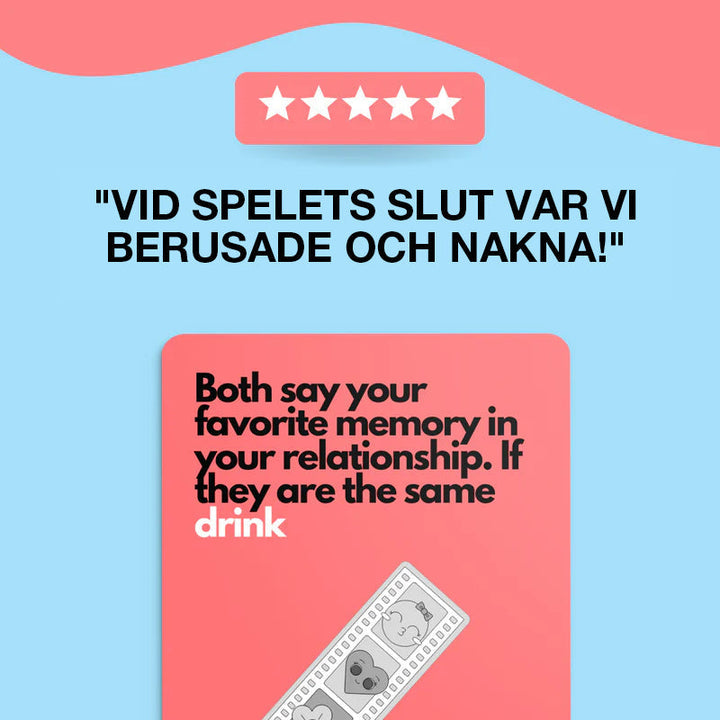 "Kortspel Dizzy Date för par, 100 humoristiska kort, uppställda i stapel. Perfekt för rolig dejtkväll."