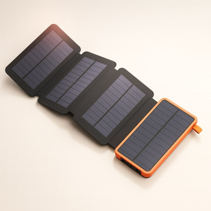 Slitstark solcellsladdare powerbank för äventyr. Bärbar och kraftfull mobilaccessoar med solenergi för snabbladdning.
