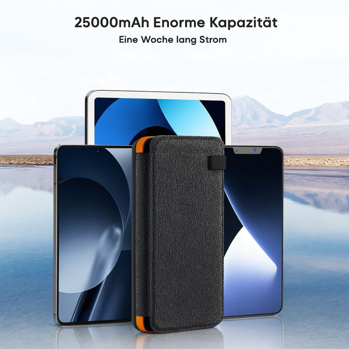 Mångsidig solcellsladdare powerbank för mobil. En bärbar snabbladdare som drivs av solenergi för utomhusbruk.