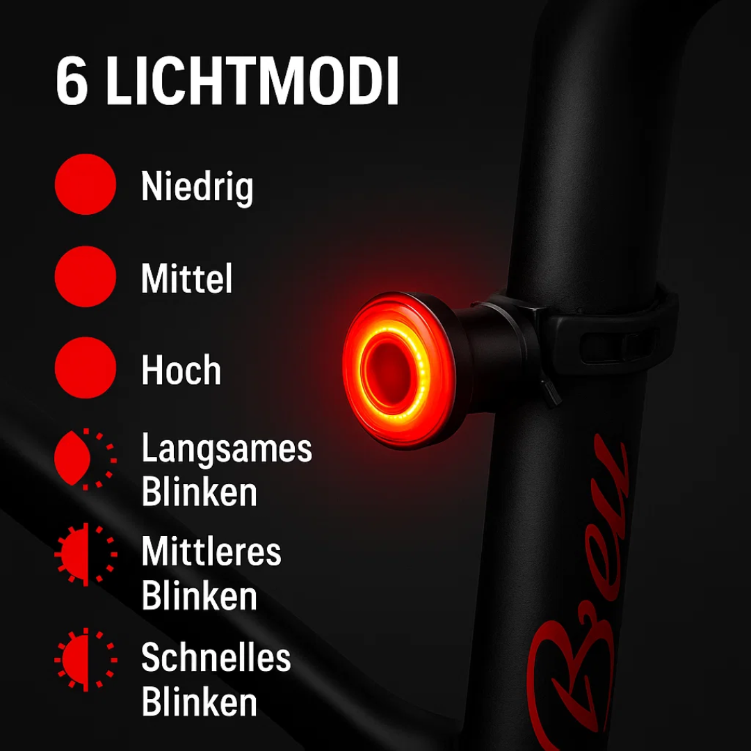 Cykelbelysning med varningsljus & bromsljus. Essential för racercykel och säkerhet i mörker.