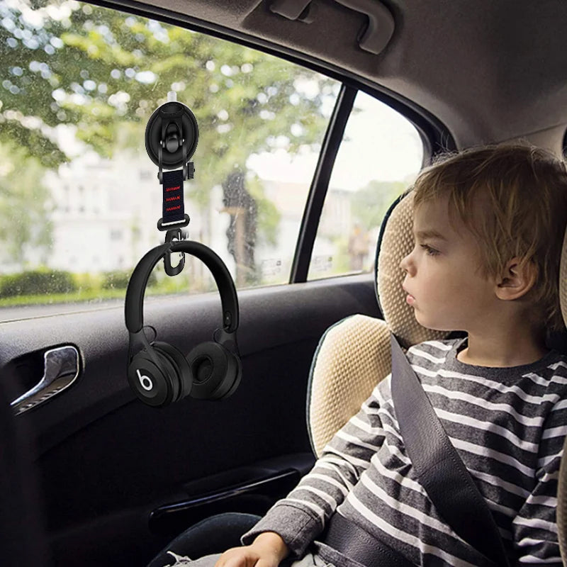 "Kraftig svart vakuumsugkopp med krok för utomhusbruk, perfekt för hänga handdukar, verktyg; kapacitet 10 kg."