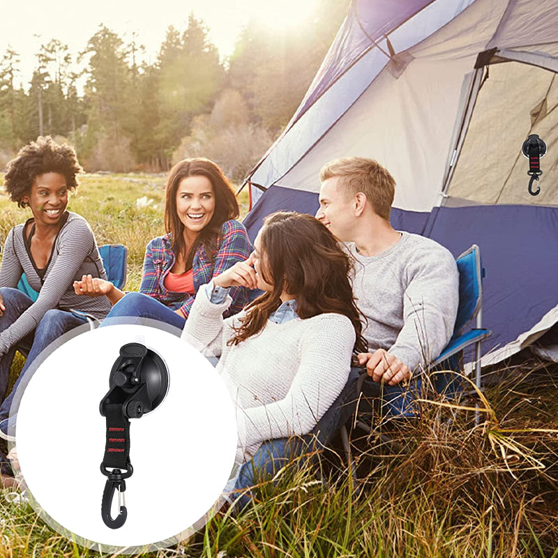 "Kraftig svart vakuumsugkopp med krok för utomhusbruk, perfekt för hänga handdukar, verktyg; kapacitet 10 kg."