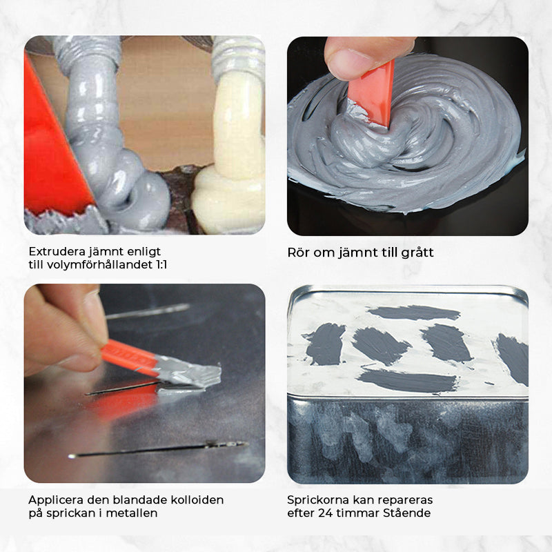 "Kraftigt metallreparationslim för DIY-projekt, visat i en tub, idealiskt för snabb och effektiv metallreparation."