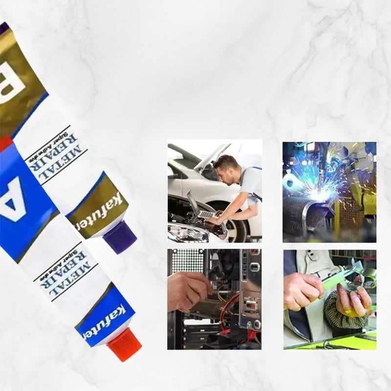 "Kraftigt metallreparationslim för DIY-projekt, visat i en tub, idealiskt för snabb och effektiv metallreparation."