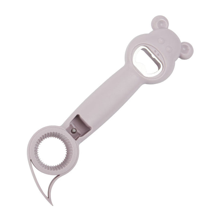 "Kreativ 4-i-1 multifunktions-flasköppnare i rostfritt stål, ergonomisk design, vit, blå, rosa, lila färger."