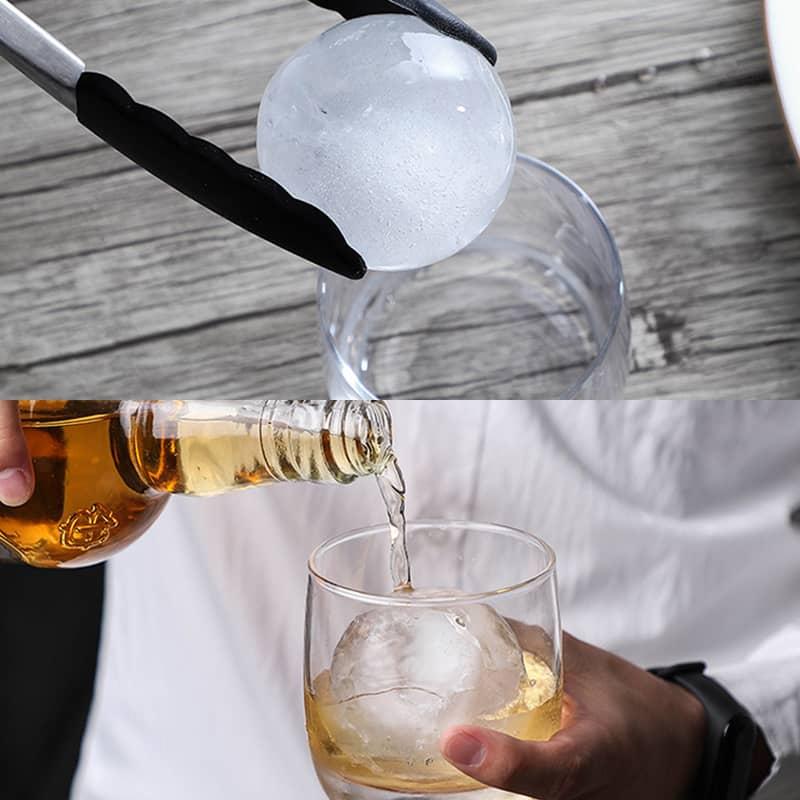 "Kreativ DIY sfärisk isform i BPA-fri silikon, ger stora, runda isbollar, perfekt för kök och dryckeskylning."