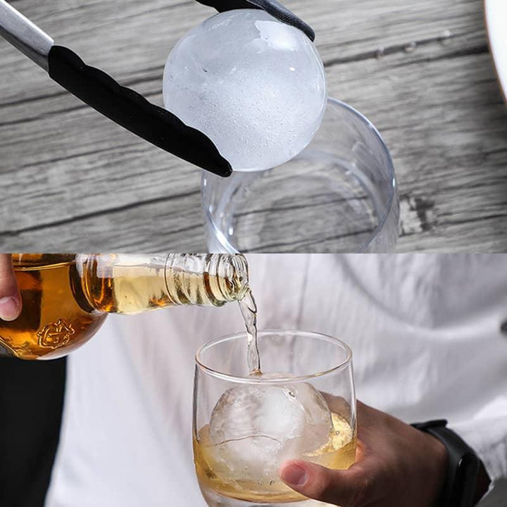 "Kreativ DIY sfärisk isform i BPA-fri silikon, ger stora, runda isbollar, perfekt för kök och dryckeskylning."