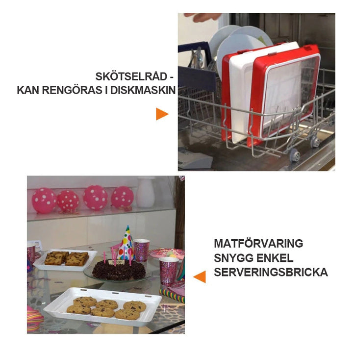 "Kreativ matförvaring för köket, elastisk täckning, hållbar, miljövänlig, ergonomisk design, kylskåpsvänlig."