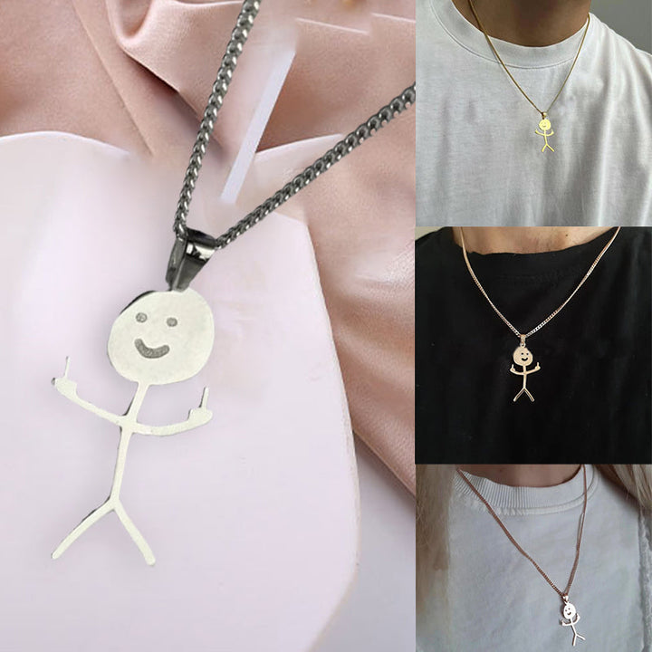 Kreativt guldsilver doodle-halsband för damer, unikt designat smycke med ögonfallande hänge och hållbart material.
