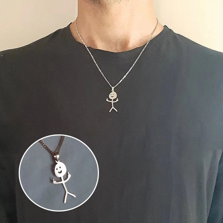 Kreativt guldsilver doodle-halsband för damer, unikt designat smycke med ögonfallande hänge och hållbart material.