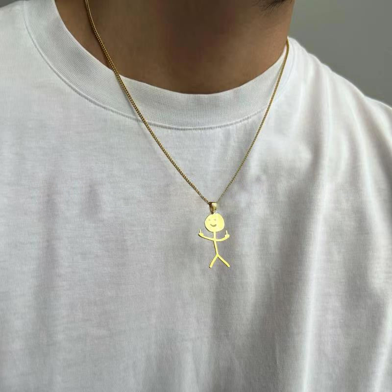 Kreativt guldsilver doodle-halsband för damer, unikt designat smycke med ögonfallande hänge och hållbart material.