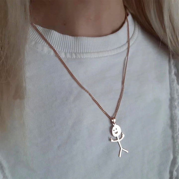 Kreativt guldsilver doodle-halsband för damer, unikt designat smycke med ögonfallande hänge och hållbart material.