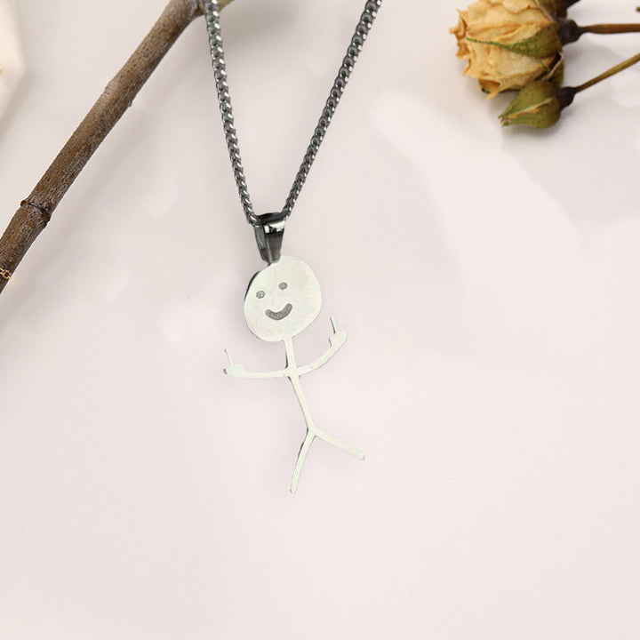Kreativt guldsilver doodle-halsband för damer, unikt designat smycke med ögonfallande hänge och hållbart material.