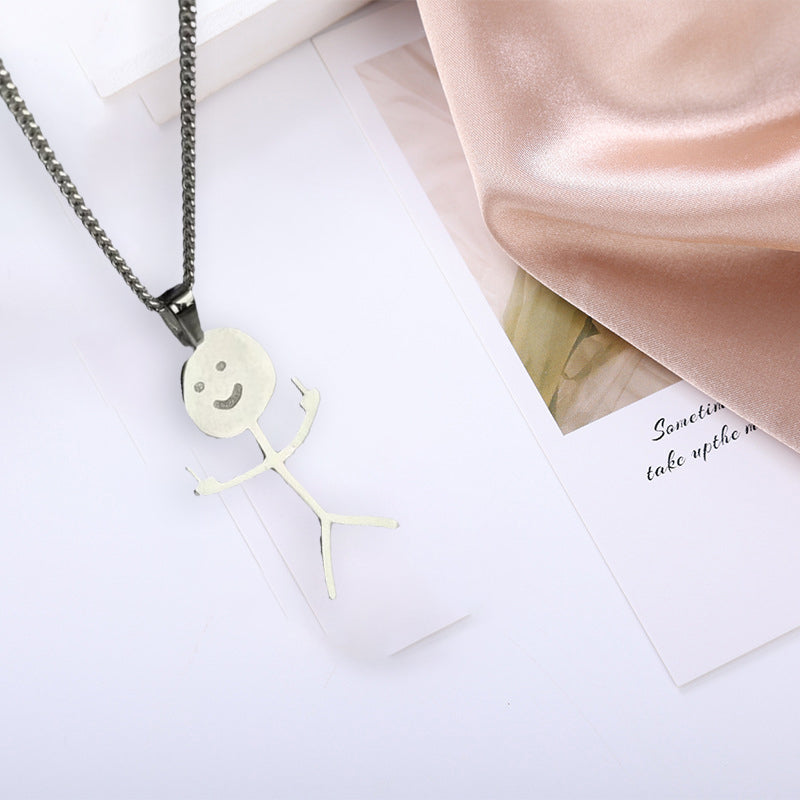 Kreativt guldsilver doodle-halsband för damer, unikt designat smycke med ögonfallande hänge och hållbart material.