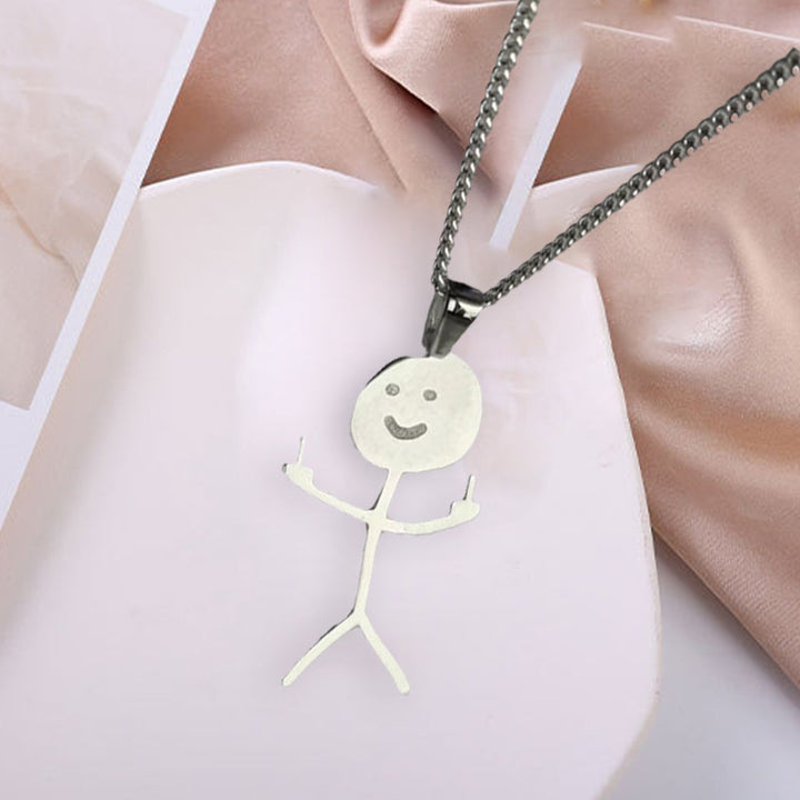 Kreativt guldsilver doodle-halsband för damer, unikt designat smycke med ögonfallande hänge och hållbart material.