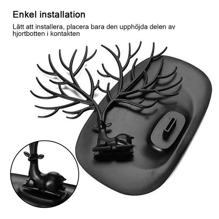 "Kreativt smyckeställ som hjorthorn; eleganta grenar för smycken, finns i svart, vit, röd, rosa. Heminredning med stil."