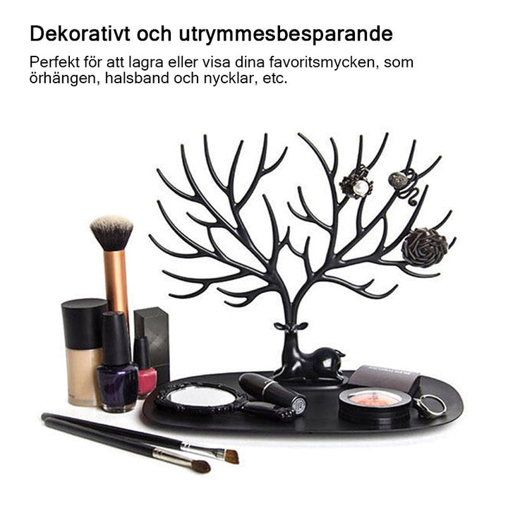 "Kreativt smyckeställ som hjorthorn; eleganta grenar för smycken, finns i svart, vit, röd, rosa. Heminredning med stil."