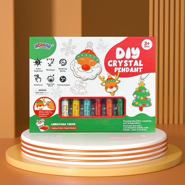 "Kristallmålning DIY Kit med 6 färgglada hängen, barn som skapar konstverk och dekorerar med diamanter."