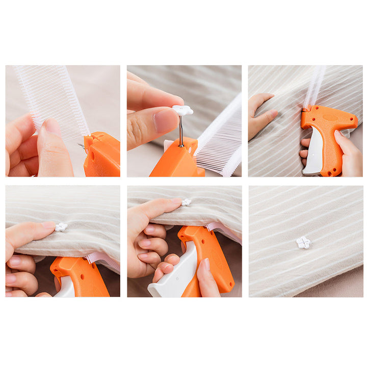 "Kviltning verktyg set med gummistift och självlysande lock i färgglad och funktionell design för enkelt tygfäste."