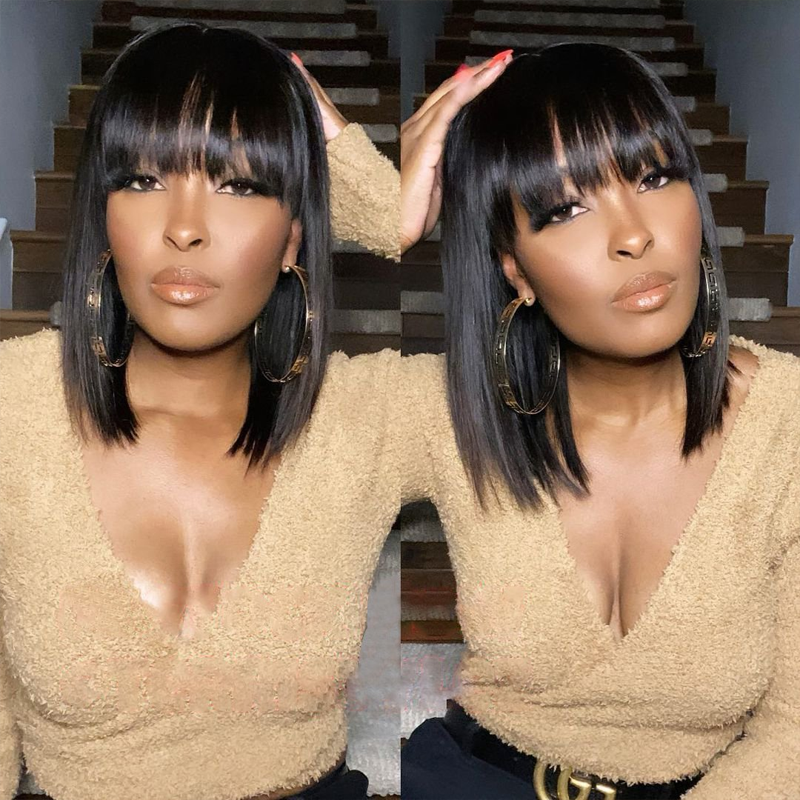 "Kvinna skiktad rak peruk, naturlig glans, mjuk, kort, brun och gyllene, 25-30 cm, elegant tillbehör för kvinnor."