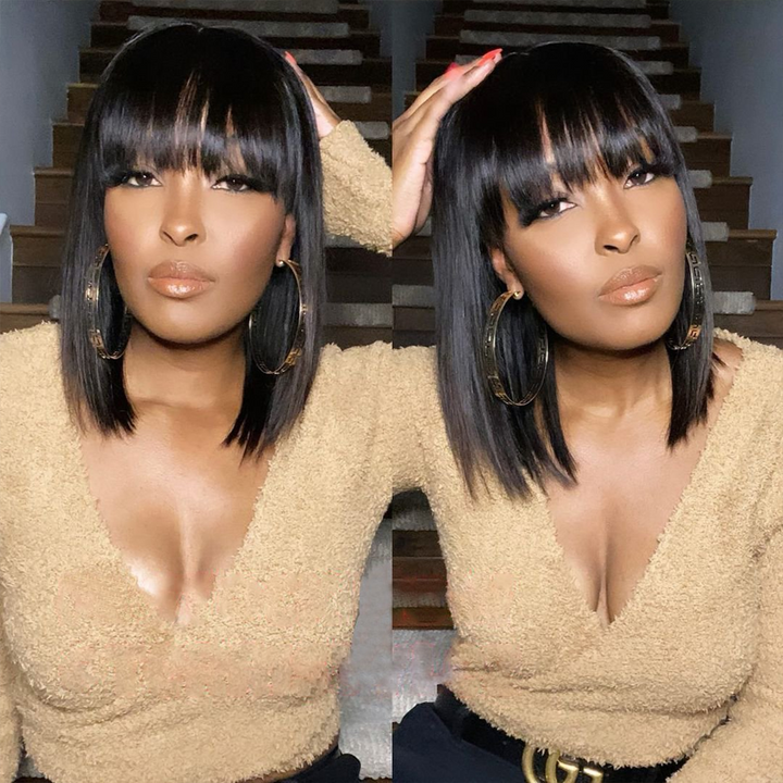 "Kvinna skiktad rak peruk, naturlig glans, mjuk, kort, brun och gyllene, 25-30 cm, elegant tillbehör för kvinnor."