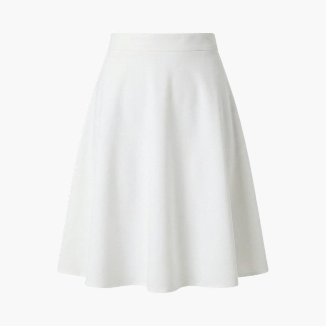 Kvinnlig & elegant högmidjad kjol. Knälång design för stilren vardag & tidlös klass.