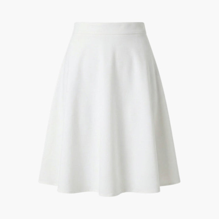 Kvinnlig & elegant högmidjad kjol. Knälång design för stilren vardag & tidlös klass.