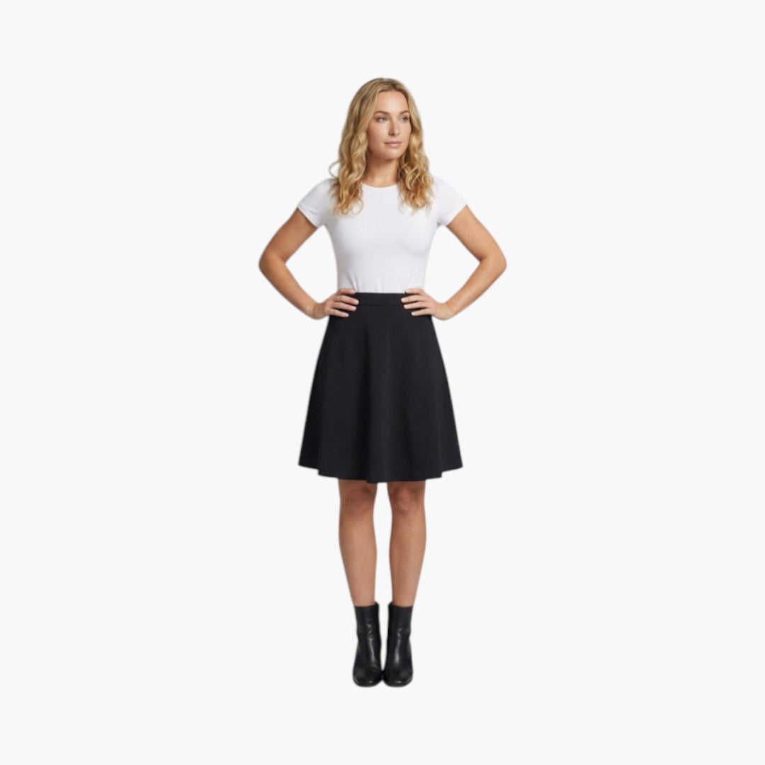 Elegant knälång kjol med hög midja för kvinnor. Tidlös design & klassisk stil.