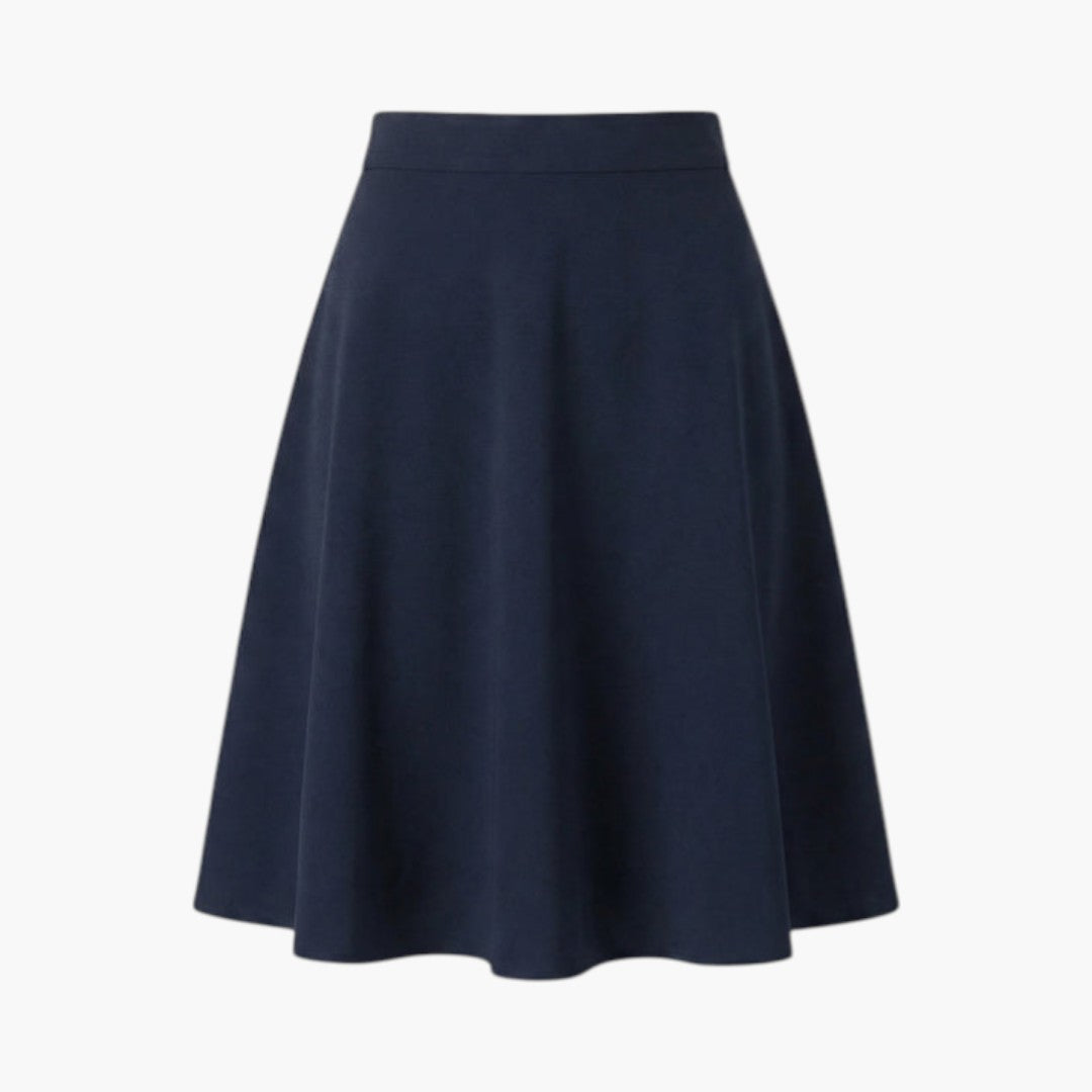 Tidlös knälång kjol med hög midja. Elegant design för kvinnor, perfekt för klassisk vardagsstil.