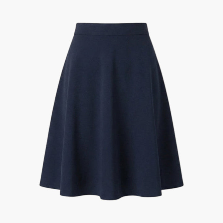 Tidlös knälång kjol med hög midja. Elegant design för kvinnor, perfekt för klassisk vardagsstil.