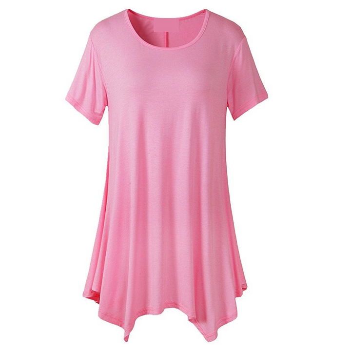 "Kvinnor lös passform T-shirt i ljusblå sommarfärg, bekväm och stilfull för varma dagar, polyester-bomull material."