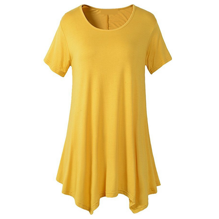 "Kvinnor lös passform T-shirt i ljusblå sommarfärg, bekväm och stilfull för varma dagar, polyester-bomull material."