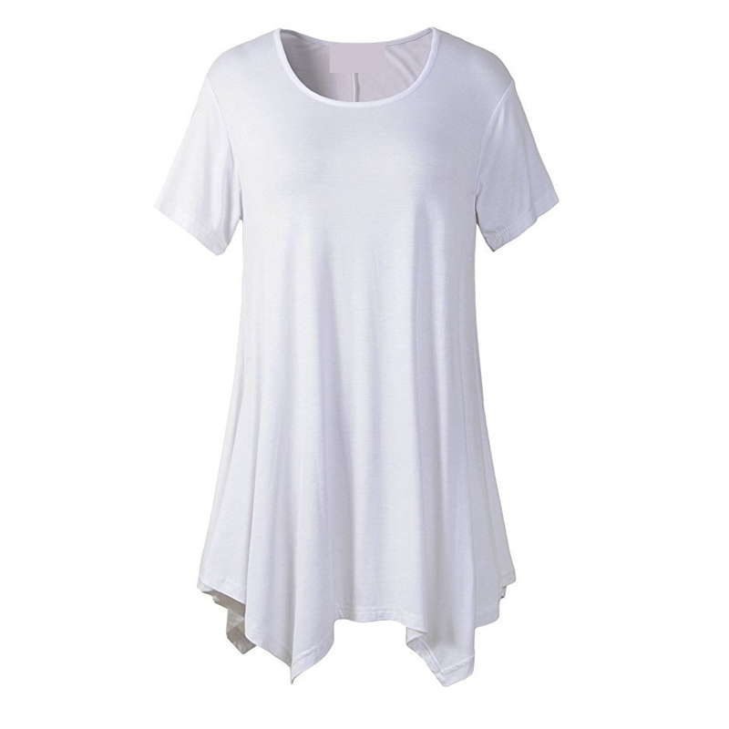 "Kvinnor lös passform T-shirt i ljusblå sommarfärg, bekväm och stilfull för varma dagar, polyester-bomull material."