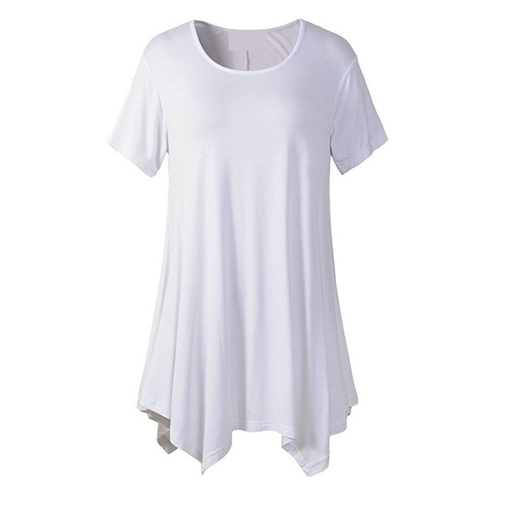 "Kvinnor lös passform T-shirt i ljusblå sommarfärg, bekväm och stilfull för varma dagar, polyester-bomull material."