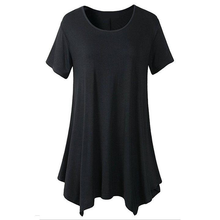"Kvinnor lös passform T-shirt i ljusblå sommarfärg, bekväm och stilfull för varma dagar, polyester-bomull material."